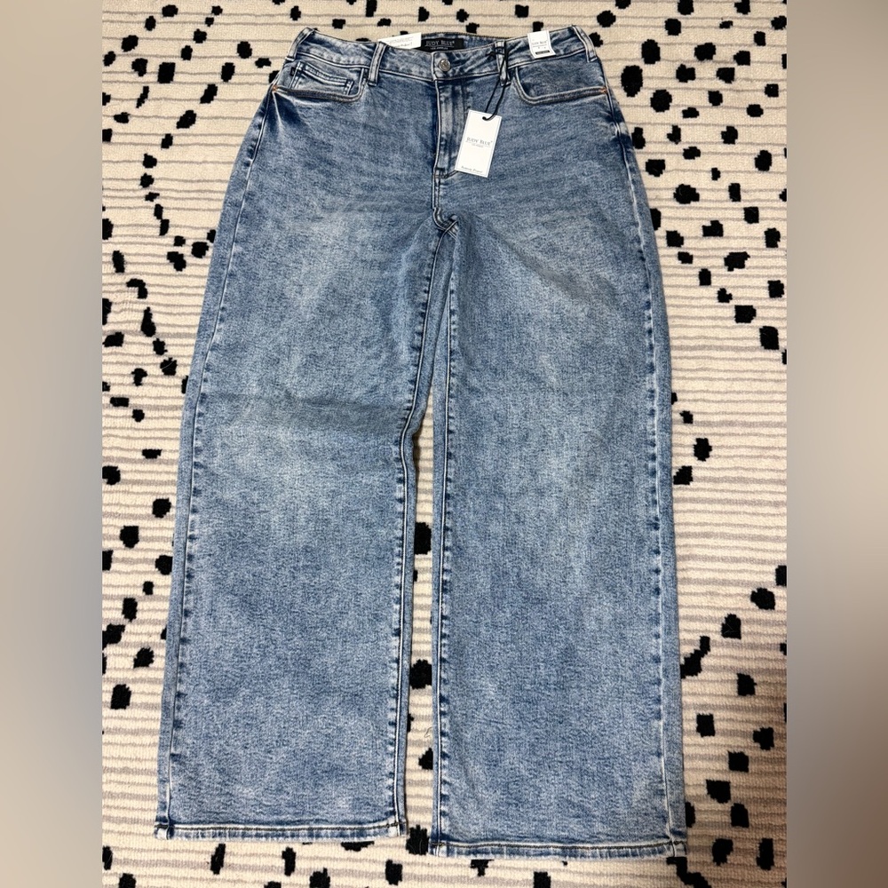 NWT Judy Blue High Waist Wide Leg Jeans Size 9/29 Medium Wash Stretch Denim